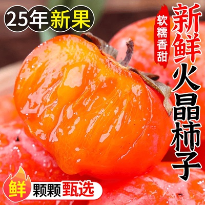 新鲜火晶柿子应季软甜蜜小柿子水果精品特产非脆柿子当季整箱包邮