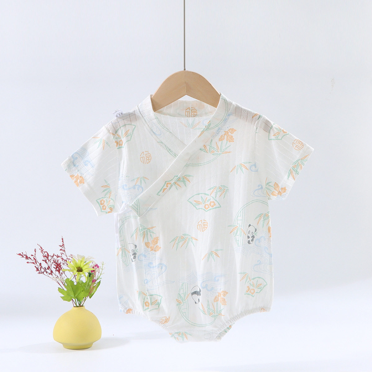 夏季薄款连体衣儿童短袖纯棉和尚服男女宝宝透气