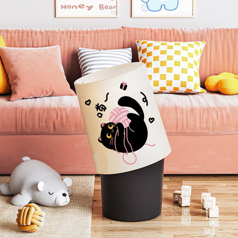 多巴胺猫咪垃圾桶家用2024新款大号大容量厨房卫生间垃圾收纳纸篓,淘宝优惠券,粉丝福利购,淘宝优惠卷