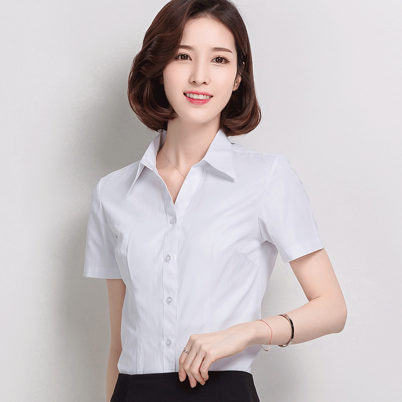 白衬衫女长袖职业春秋夏季短袖宽松工作服正装大码工装女装白衬衣 白衬衫女长袖职业春秋夏季短袖宽松工作服正装大码工装女装白衬衣
