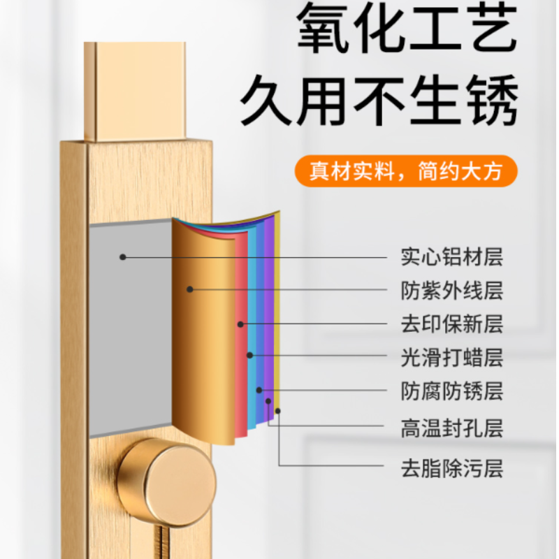 插销门扣铝合金防盗门锁扣反锁神器门闩卫生间厕所免打孔门栓粘贴 - 图2