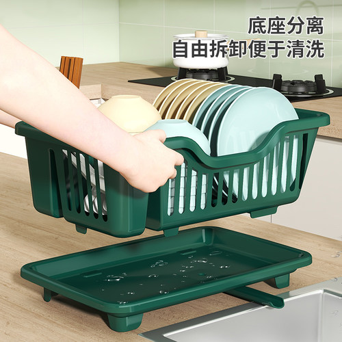 厨房碗碟沥水篮水槽置物架塑料餐具家用放碗筷收纳盒沥水架碗盘 - 图2
