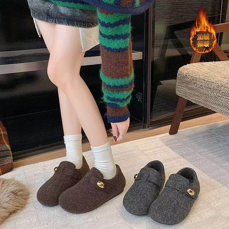 vthb2026秋冬新款内增高复古加绒呢子勃肯鞋女一脚蹬平底棉鞋子,淘宝优惠券,粉丝福利购,淘宝优惠卷