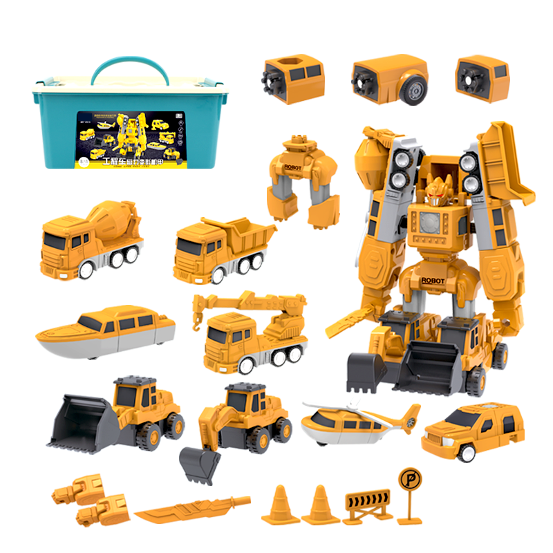 儿童磁力拼接玩具车男孩子磁吸积木拼装工程车变形益智海陆空礼物 - 图3