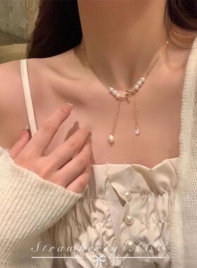 珍珠蝴蝶结项链女|超2000人收藏