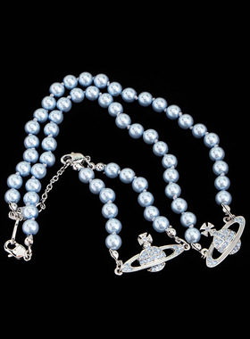 西太后经典气质一层 土星珍珠项链带LOGO龙虾扣 批发