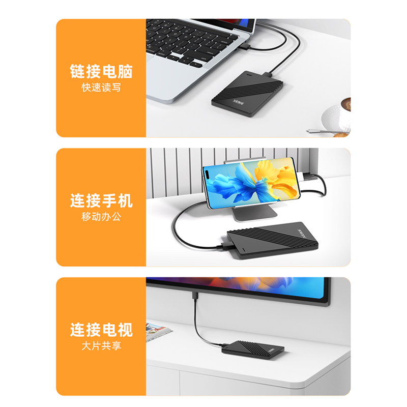 正品移动硬盘2t高速USB3.1外接置手机电脑两用1t大容量存储非固态