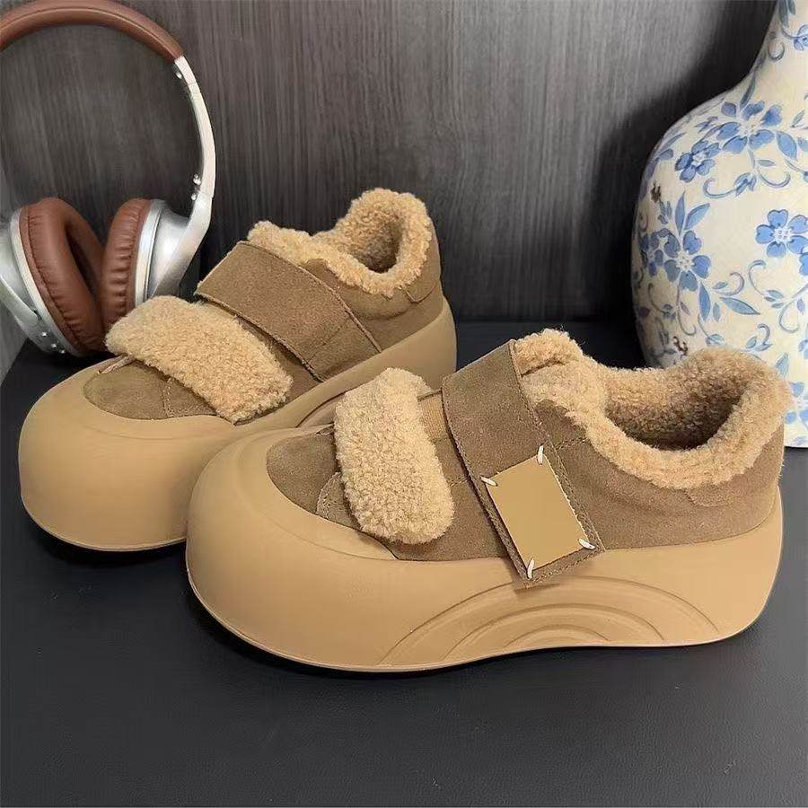 TvAj秋冬加绒魔术贴2025年新款厚底板鞋百搭毛毛鞋子外穿面包鞋,淘宝优惠券,粉丝福利购,淘宝优惠卷