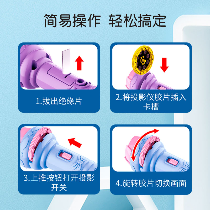 投影仪幻灯片儿童手电筒投影灯宝宝玩具安睡机激光星空灯故事通用 - 图1