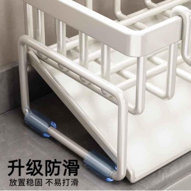 厨房抹布架置物架水池台面斜坡海绵水龙头水槽沥水海绵收纳置物架 - 图0