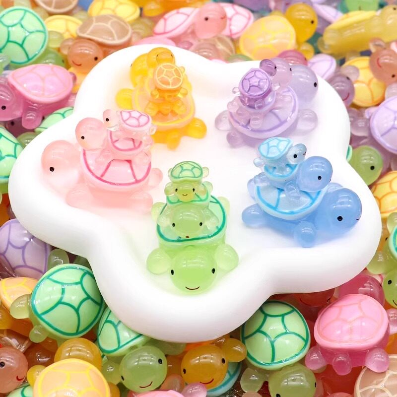 彩色夜光小乌龟抖音爆款网红乌龟对对碰玩具摆件海龟动物盲袋批发
