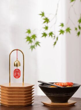 新年灯笼隔热垫高级感摆件创意实木防烫锅垫杯垫碗垫乔迁节日礼物