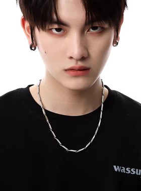 菱形钛钢项链男士高级感男潮配饰