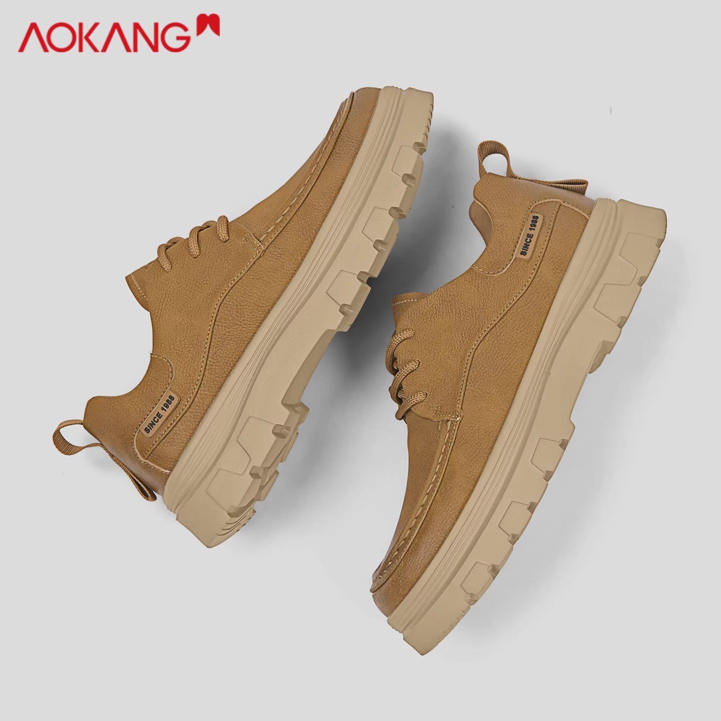 奥康休闲皮鞋男2025秋季新款增高低帮英伦风工装大头鞋子男鞋厚底,淘宝优惠券,粉丝福利购,淘宝优惠卷