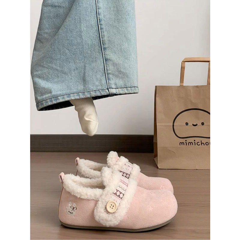 加绒保暖勃肯鞋女2025冬季新款复古魔术贴防滑毛毛鞋厚底雪地棉靴,淘宝优惠券,粉丝福利购,淘宝优惠卷