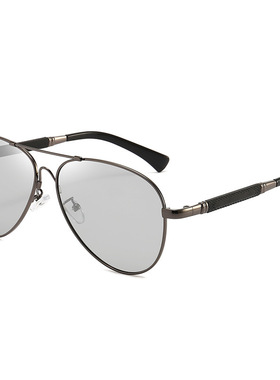 记忆钛合金变色眼镜男士偏光太阳镜抖音直播爆款驾驶墨镜复古蛤蟆