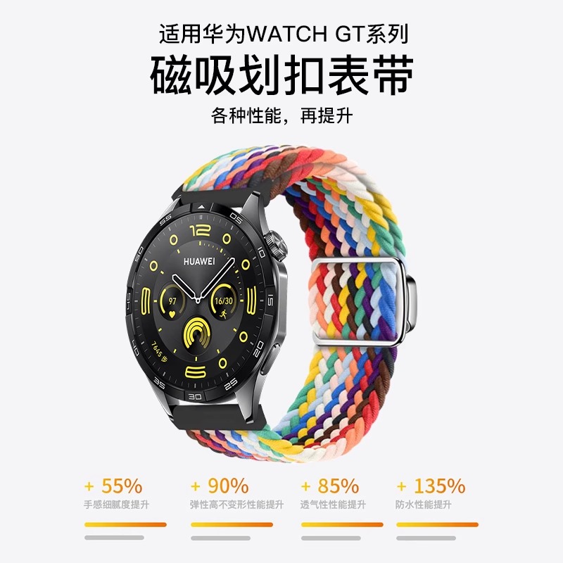 适用华为GT4手表gt3表带watch4尼龙GT2pro编织watch3回环磁吸watchgt划扣智能2e荣耀magic女款buds新款prone - 图0