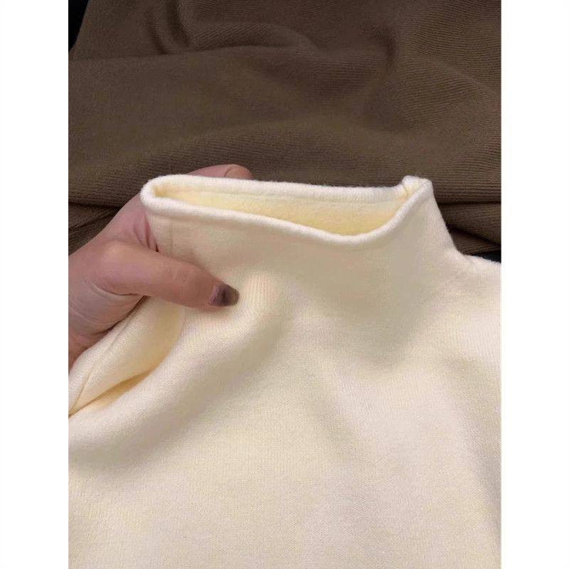 厚实软糯半高领大码内搭上衣女秋冬2025一体绒加厚针织打底衫毛衣,淘宝优惠券,粉丝福利购,淘宝优惠卷