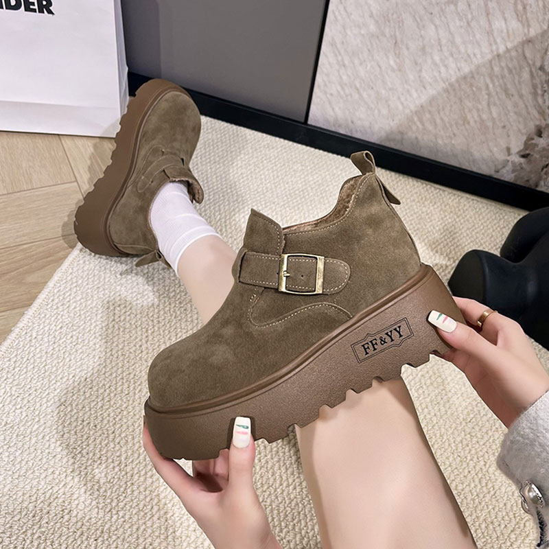 厚底增高勃肯鞋女加绒雪地靴短靴子2025新款冬季高帮女鞋乐福棉鞋,淘宝优惠券,粉丝福利购,淘宝优惠卷