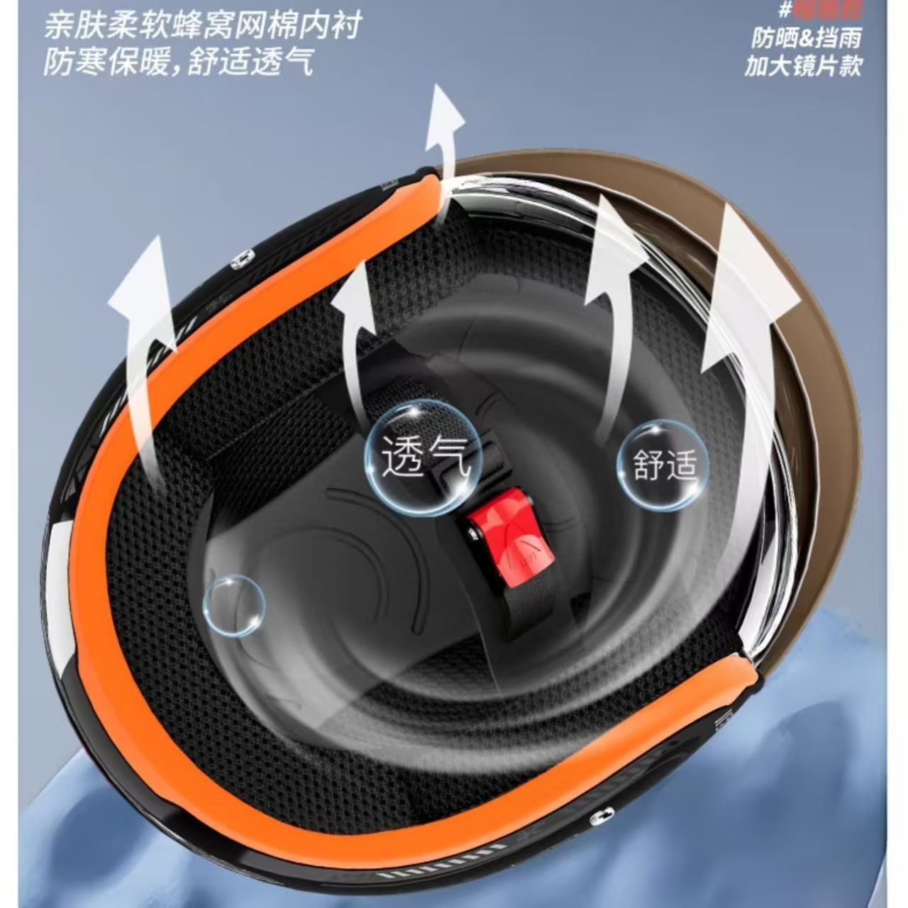 新国标3C认证冬天电动车头盔男女防寒保暖围脖骑行安全帽防雾镜片 - 图3
