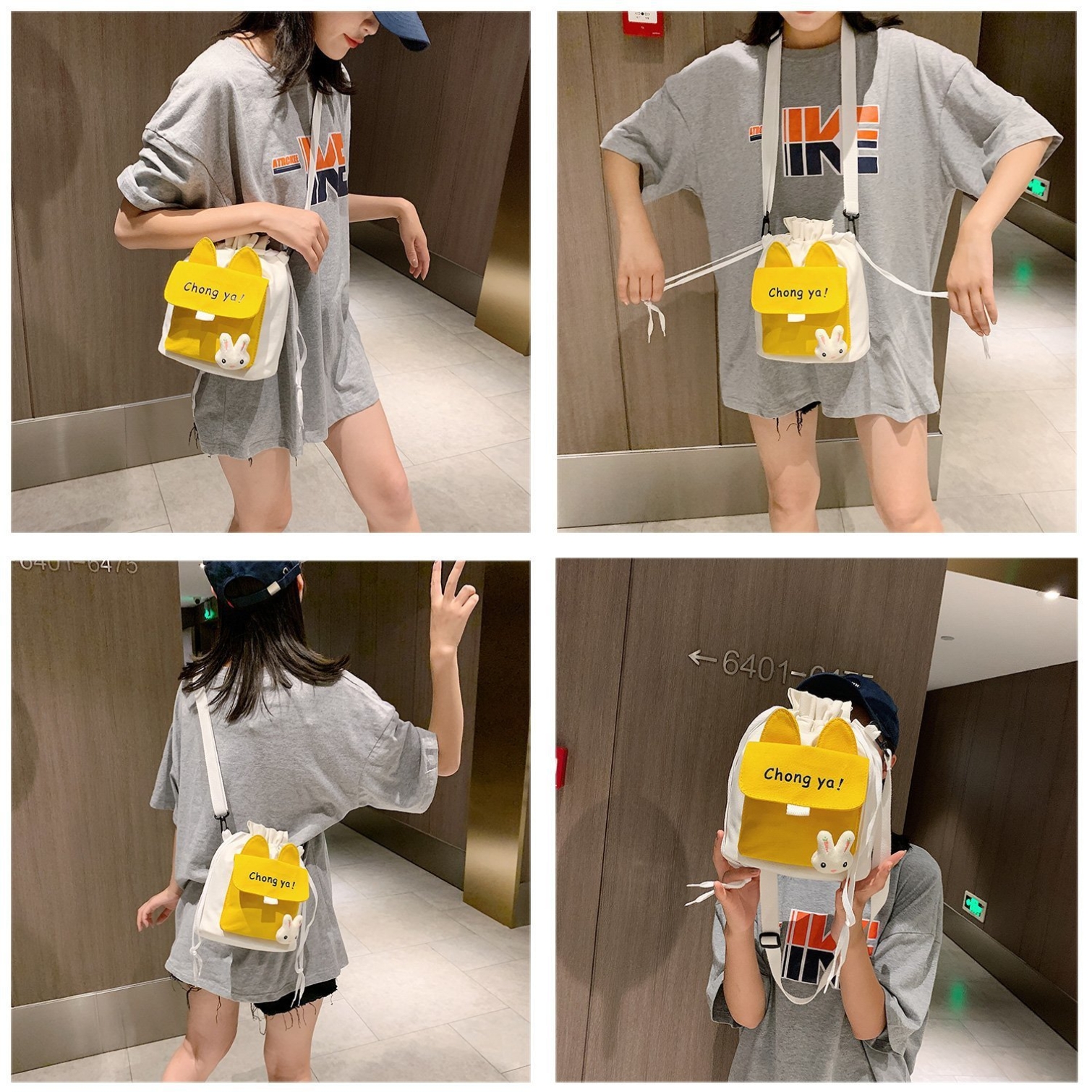 帆布包夏季韩版日系包包可爱单肩斜挎包女学生上班收纳手提水桶包 - 图1