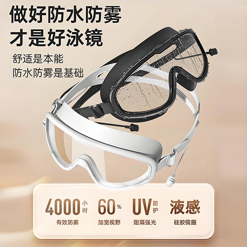 泳镜游泳眼镜防水防雾高清儿童成人专业潜水泳帽套装护目镜大框-图3