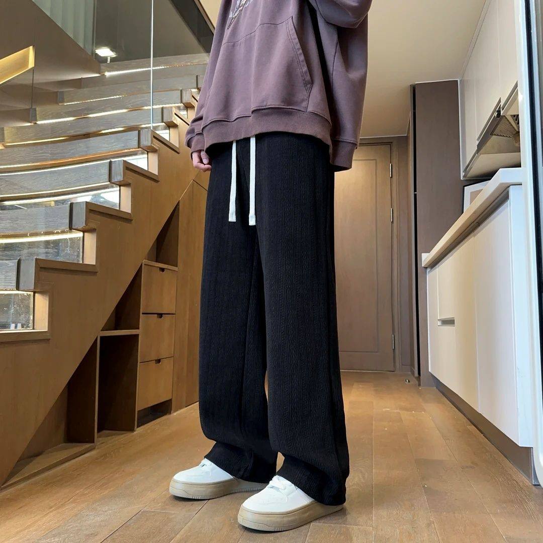 麦穗纹休闲裤男士春秋2025新款阔腿裤秋冬加绒青少年直筒宽松裤子,淘宝优惠券,粉丝福利购,淘宝优惠卷
