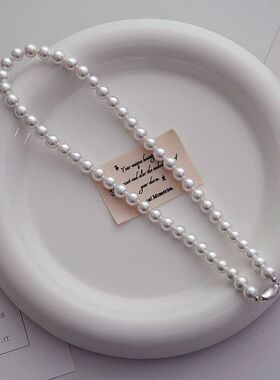 澳白色珍珠项链轻奢小众颈链女夏锁骨链2026新款爆款人造珍珠颈链