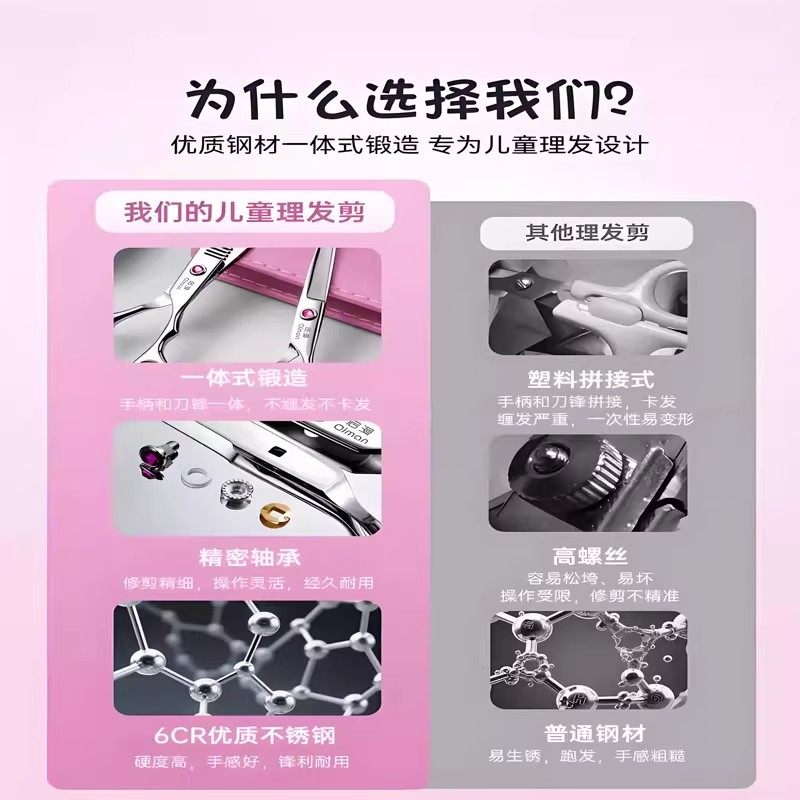 儿童理发剪刀宝宝婴儿专用美发剪家用自己剪刘海打薄套装专业围布,淘宝优惠券,粉丝福利购,淘宝优惠卷