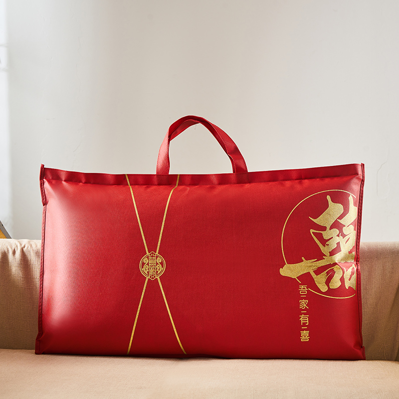 结婚枕芯包装袋枕头收纳袋喜被超大红色手提陪嫁四件套礼品袋婚庆 - 图2