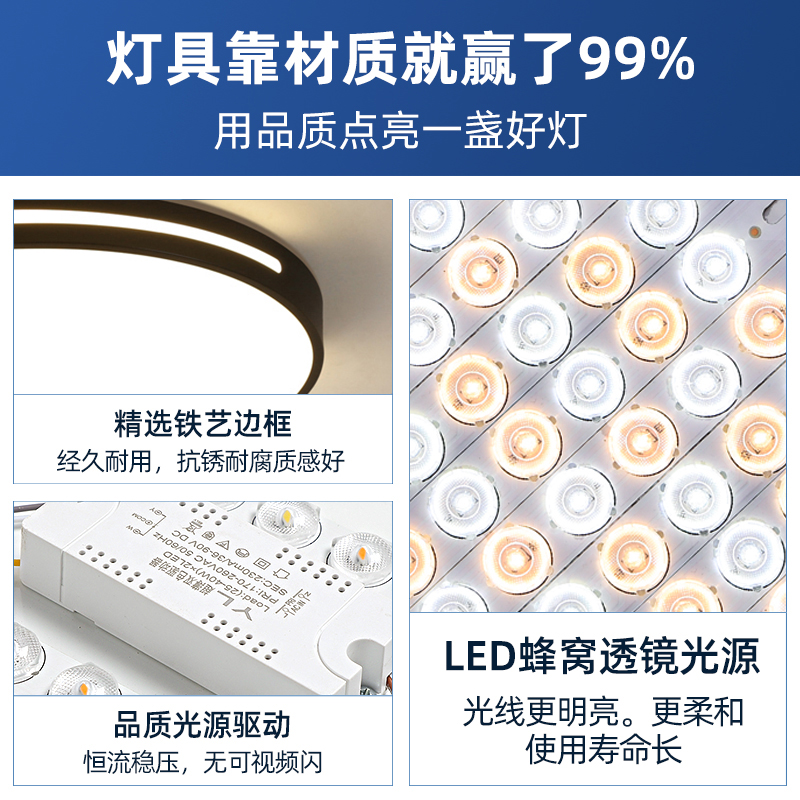 led吸顶灯主卧室灯客厅灯现代大气新款餐厅阳台过道灯具方形节能-图1