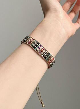 Vintage古着 Bohemian colored crystal weaving手绳精致2026新款