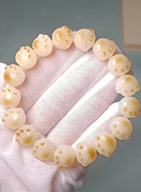 炭烧猫爪菩提根手串仿白玉菩提子手链小手捻文玩绕指柔学生盘手持