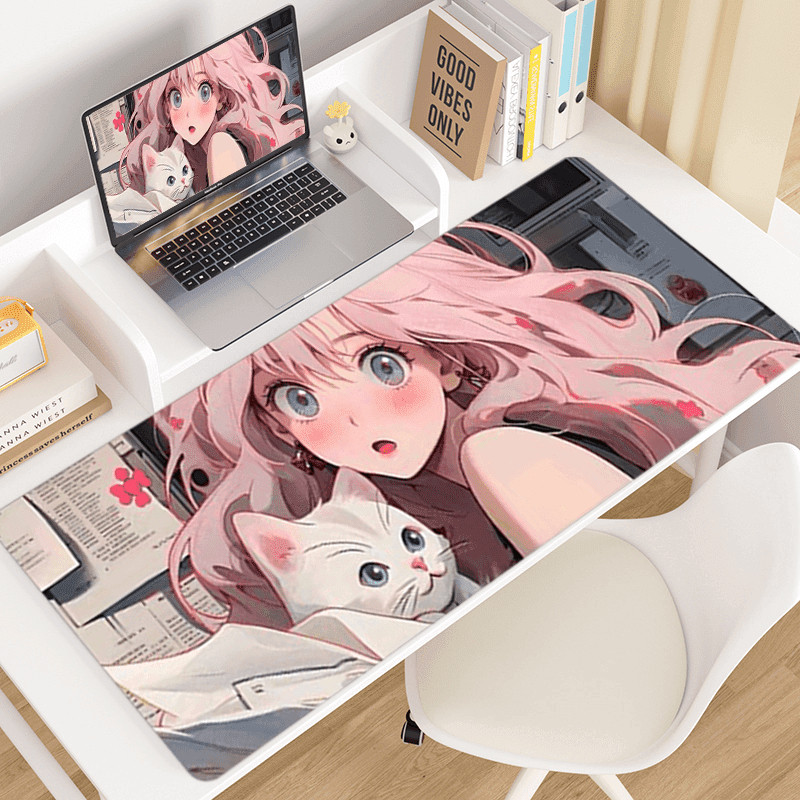 超大号鼠标垫二次元游戏垫子办公桌垫电脑键盘加厚护腕垫橡胶软垫