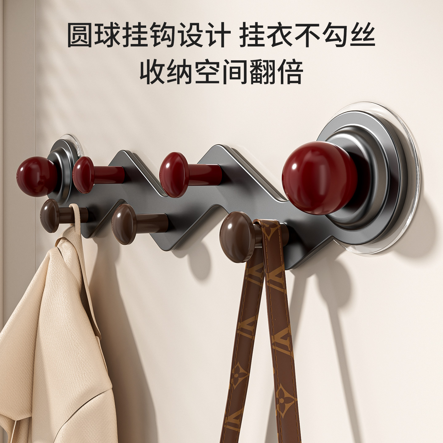 吸盘门后挂钩免打孔粘胶强力承重门后挂衣架子浴室置物架墙上排钩 - 图2