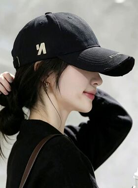 大头围黑色棒球帽子女夏季2026新款显脸小防晒宽檐百搭硬顶鸭舌帽