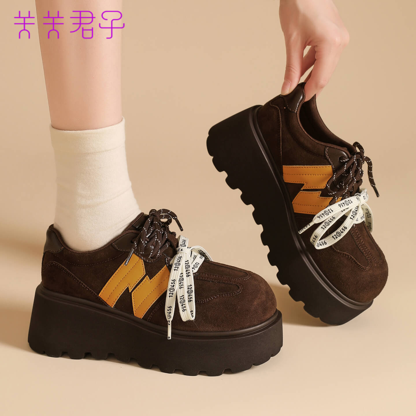 圆头勃肯鞋女2026春季新款真皮复古小个子增高厚底单鞋休闲松糕鞋,淘宝优惠券,粉丝福利购,淘宝优惠卷