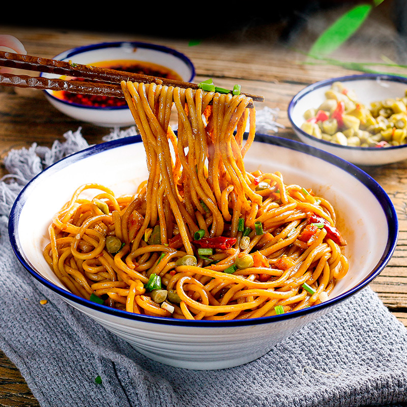 Wuhan hot dry noodles, non-fried, Hubei specialty alkaline water noodles, dry mixed noodles, convenient instant noodles with ingredients, beans, free shipping