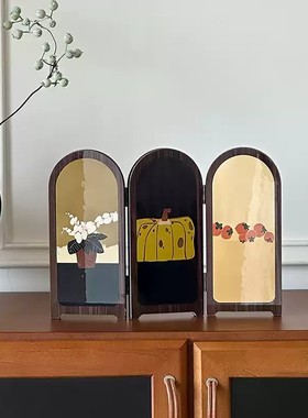 桌面装饰摆件中古高级感复古轻奢音乐盒屏风时钟新中式小众乔迁