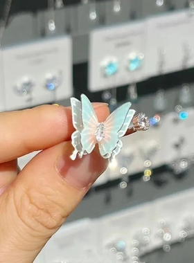 让蝴蝶~锆石开口戒指女款夏季高级感个性指环食指戒可调节便宜