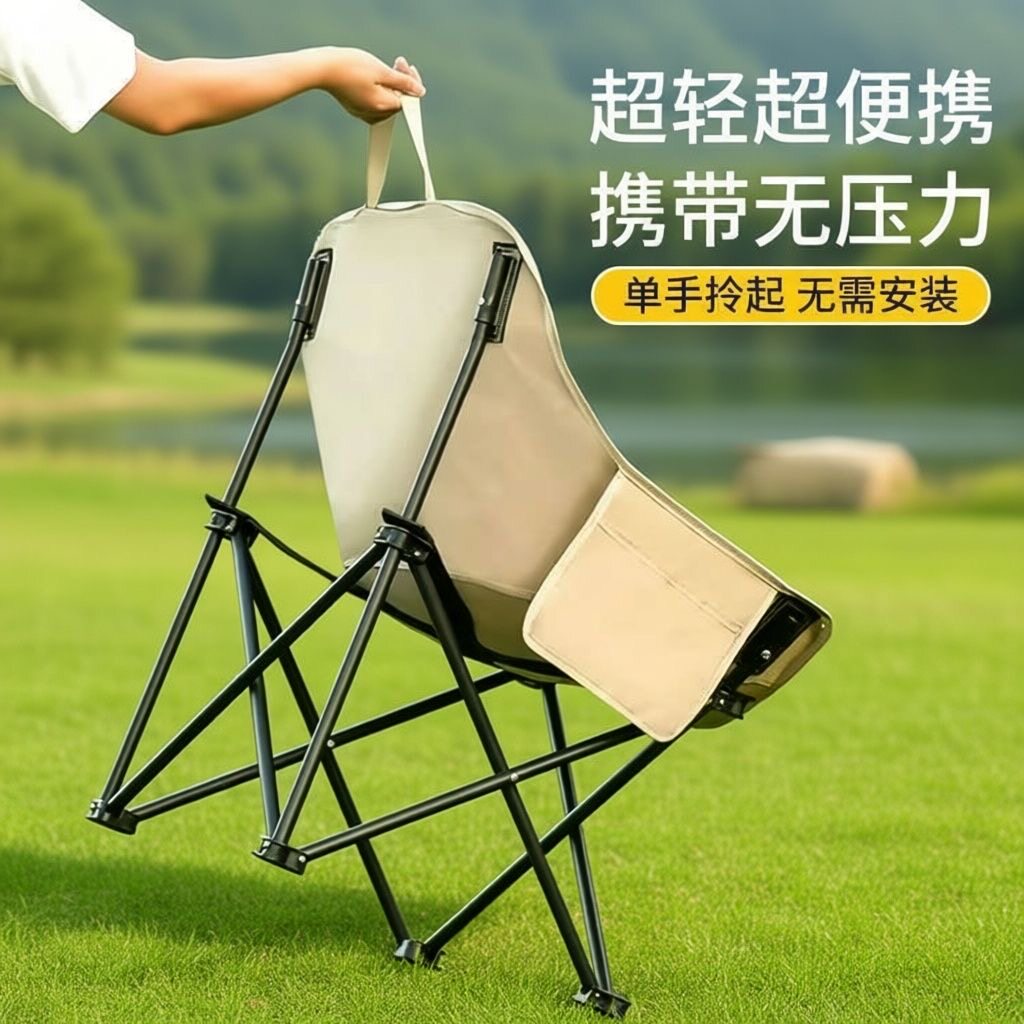 月亮椅靠背露营椅写生钓鱼凳便携式可折叠沙滩椅午休可承重椅子