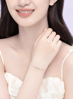 中国黄金四叶草银手链送女友礼物