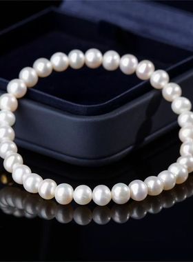 白色贝珠素圈手链女款气质甜美