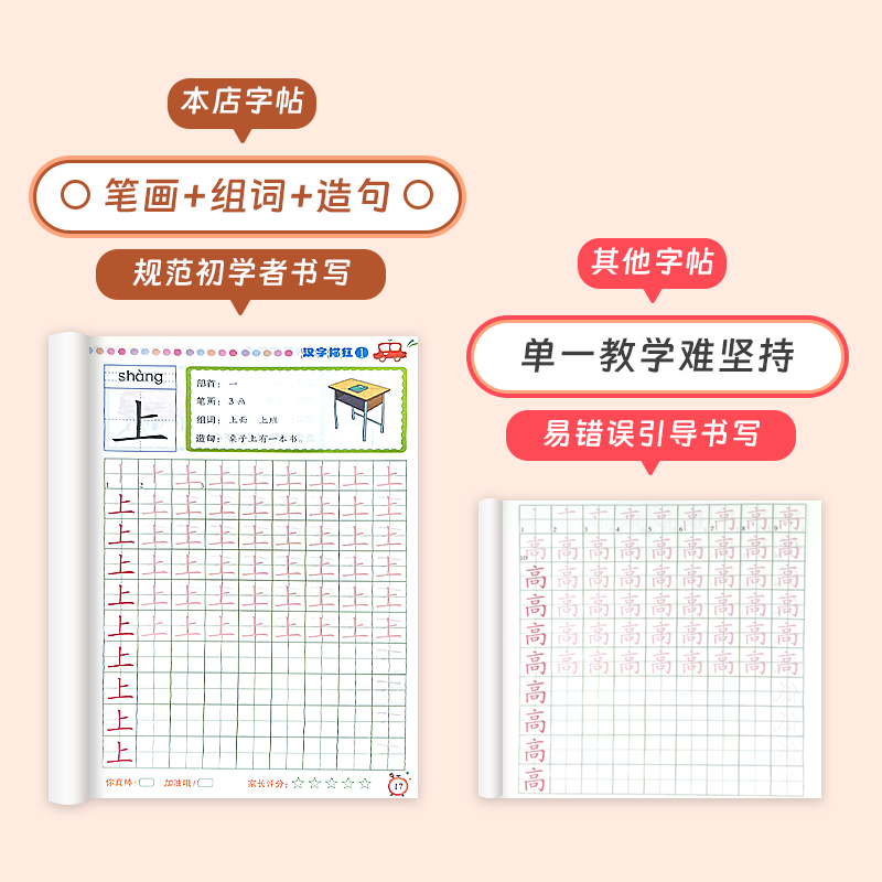 汉字描红本幼儿园幼小衔接教材全套每一日一练字帖本拼音控笔训练学前中大班练写字小学生入门初学者笔画笔顺写字本一年级字帖儿童 - 图2