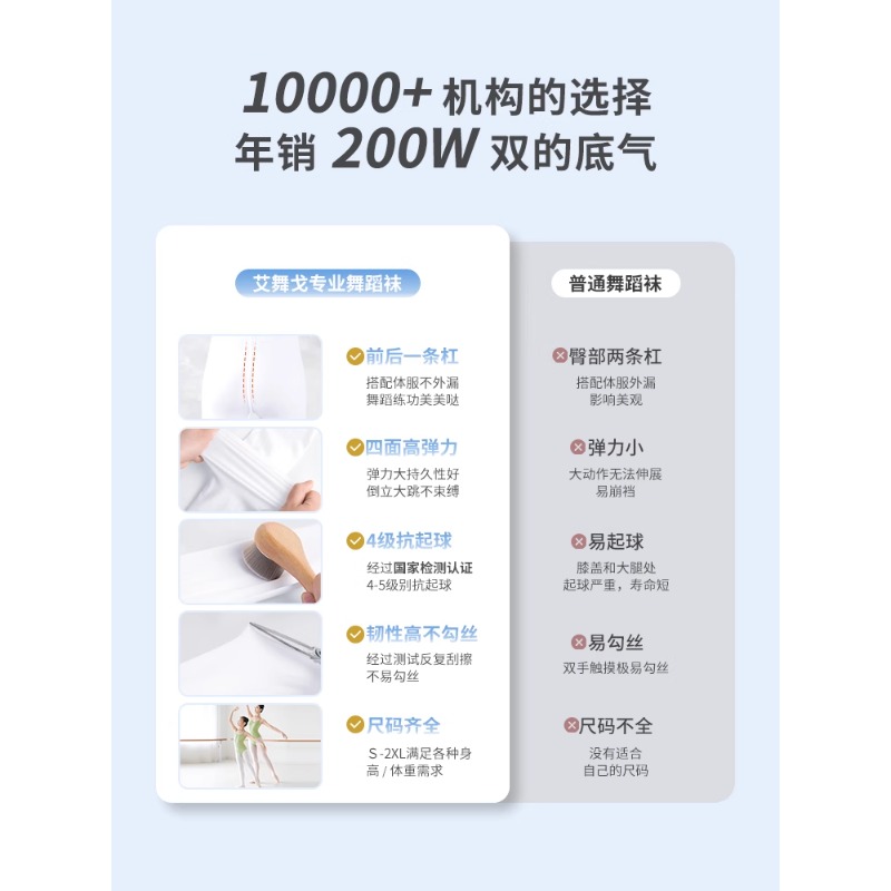 儿童舞蹈袜夏季薄款连裤袜女童跳舞袜练功专用袜子打底裤丝袜防滑 - 图1