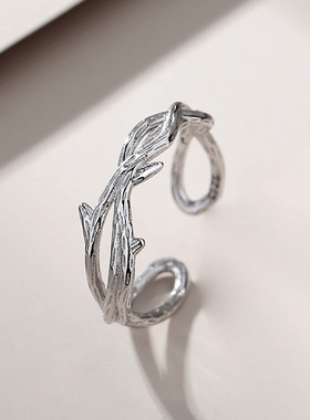 荆棘玫瑰银S925情侣戒指一对小众设计ins对戒男女款520情人节礼物