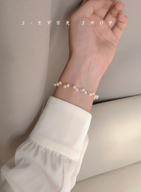 霓娜手工编织花式天然小珍珠手链 小众设计巴洛克珍珠手环不撞款