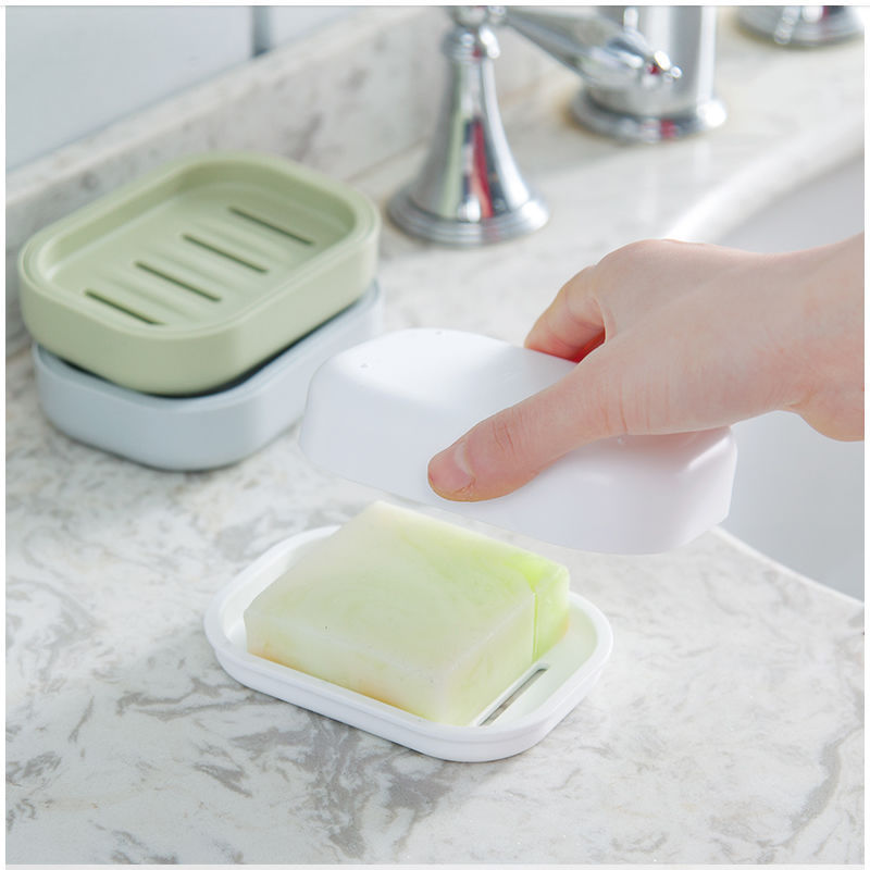 日式双层带盖香皂盒卫生间沥水肥皂盒 - 图1