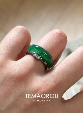 绿野仙踪~新中式情侣款闪钻戒指迷你方钻黑色细款食指戒叠戴指环