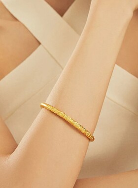 紫荆花卷草纹手镯女ins时尚古法传承镯子素圈手镯节日送老婆对象